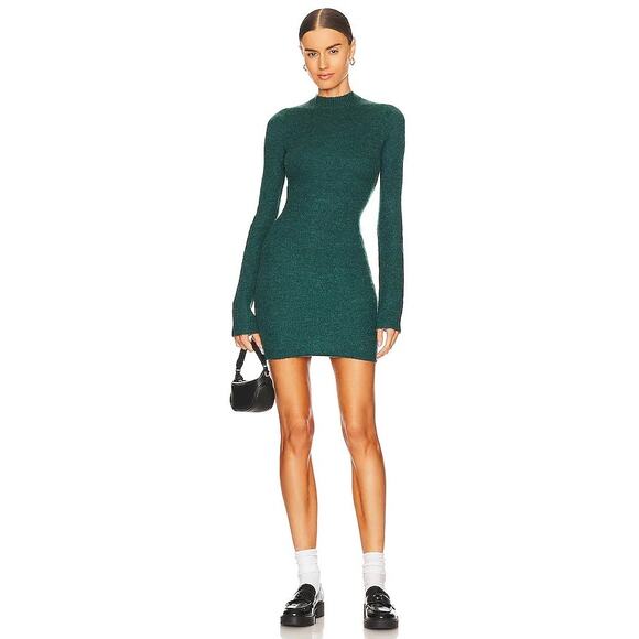 Atoir Miaa Green Long Sleeve Open Back Bodycon Sweater Mini Dress Size 2 - Picture 2 of 11